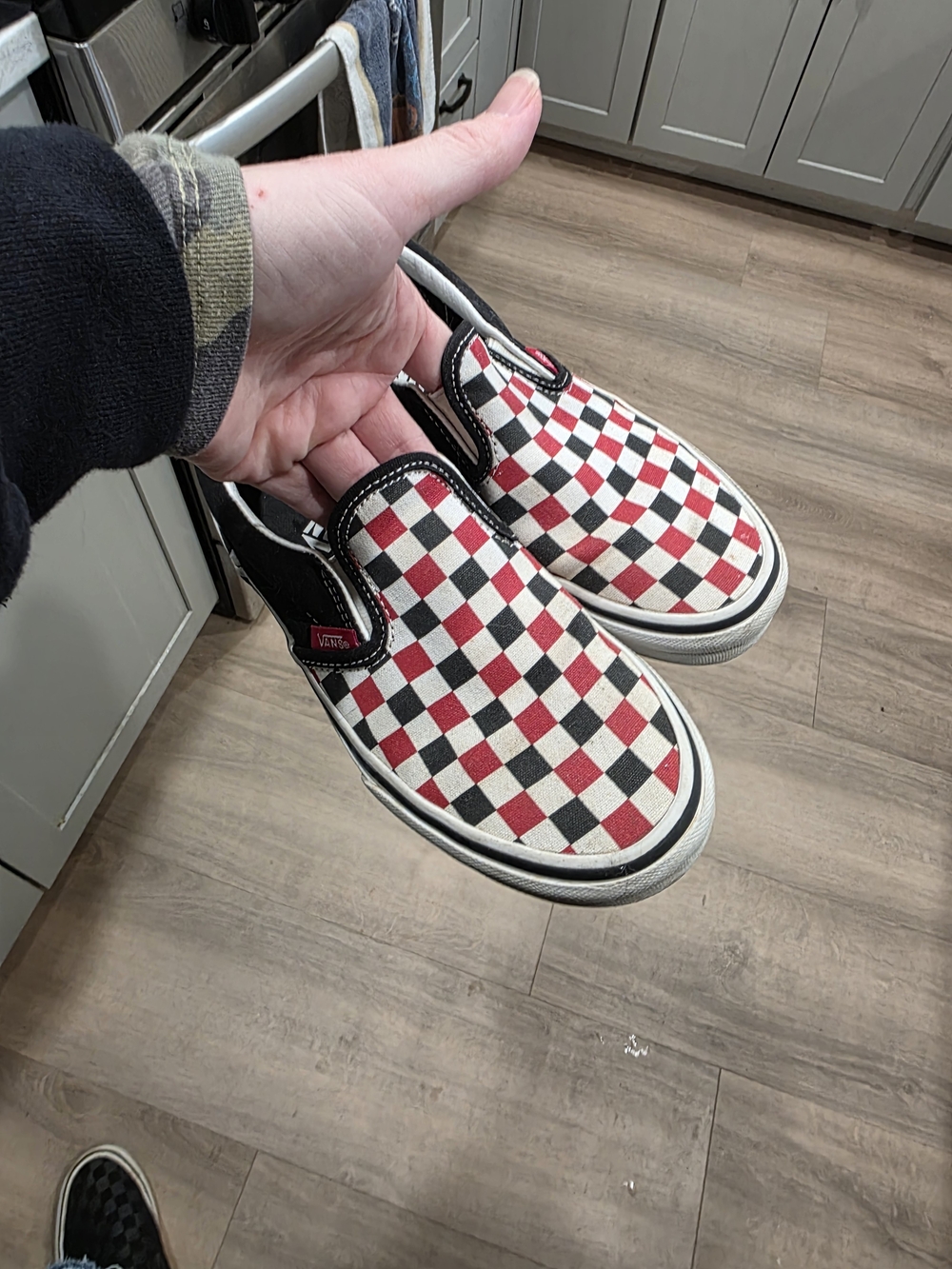 Vans Kids Black and Red Checkerboard Sneakers